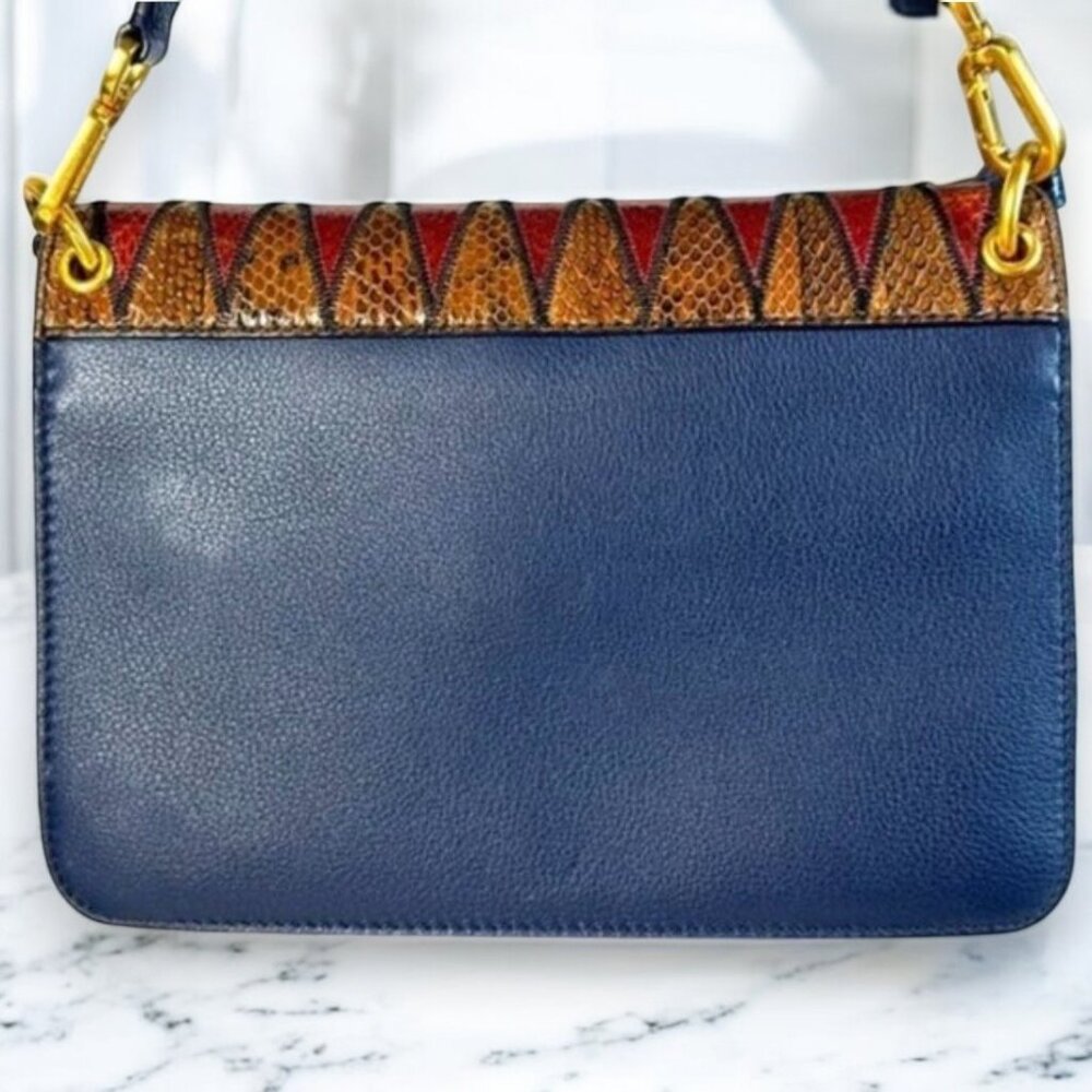 Tory Burch Snakeskin Suede Flap Crossbody & Zip Around Continental Wallet COA - Picture 4 of 17